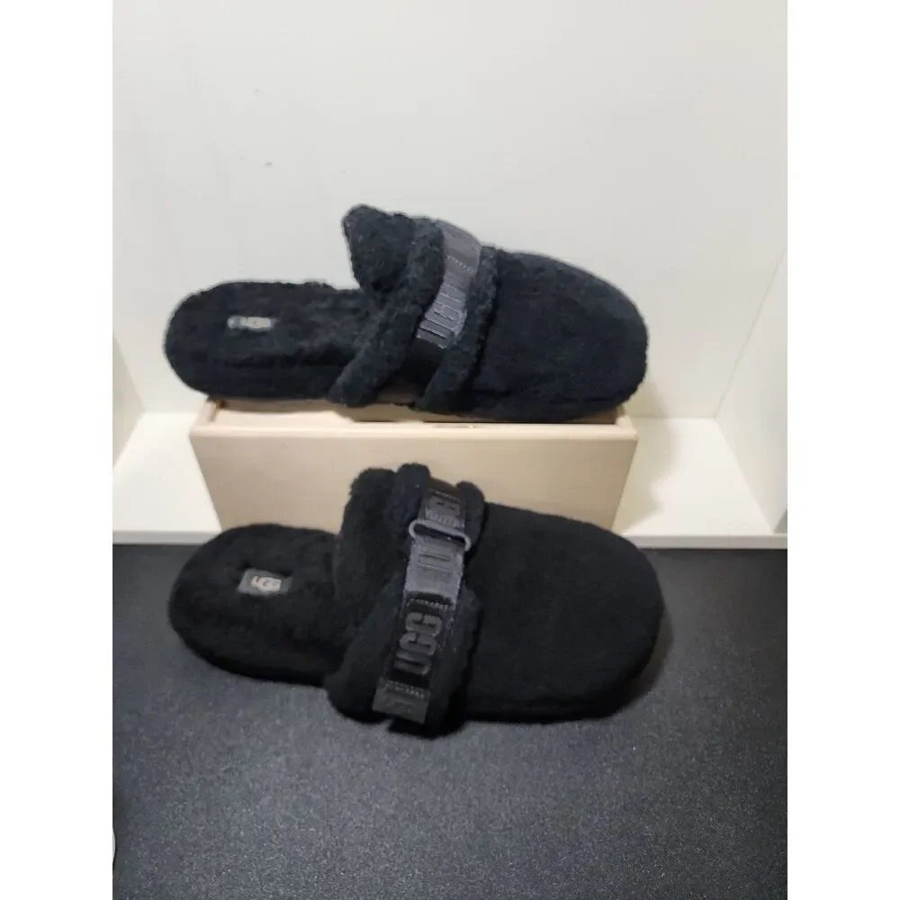 Ugg Australia Black Fluff It Slides Men's Size 12
